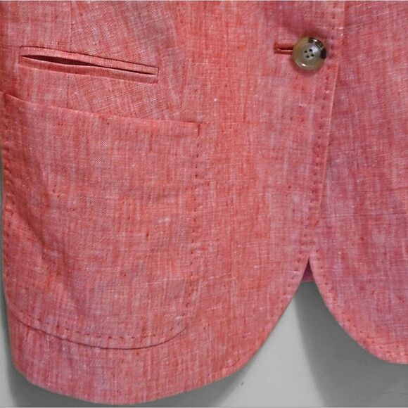 Talbots 100% Linen Blazer Jacket Size 4 Coral Coastal Quiet Luxury Career - Picture 7 of 12